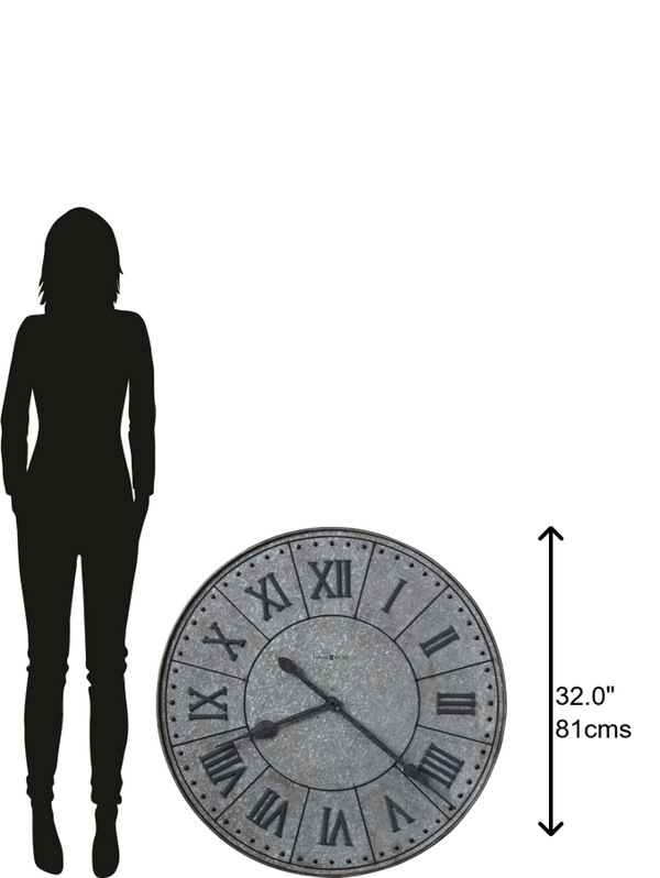 Hekman Furniture 625624 Oversized Steel Wall Clock With Charcoal Gray Finish - Stylish Quartz Movement Home Decor  Manzine Wall Clock 625624