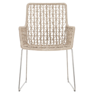 Bernhardt Bernhardt Carmel Outdoor Arm Chair With All-Weather Wicker, Stainless Steel Base, Hazelnut Finish X03552