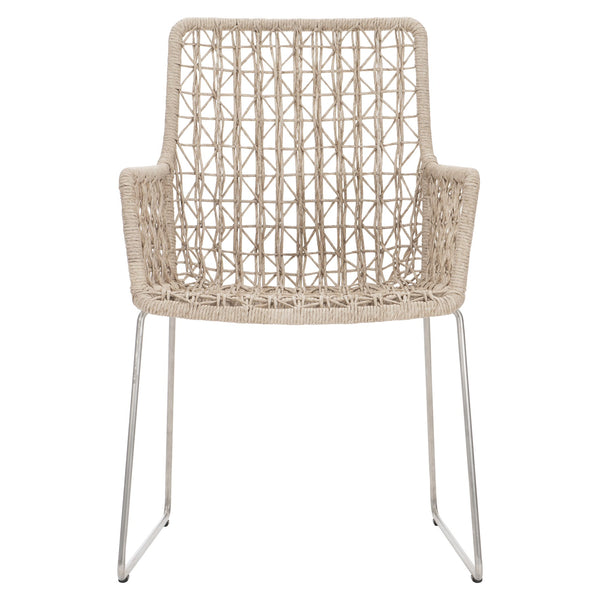 Bernhardt Bernhardt Carmel Outdoor Arm Chair With All-Weather Wicker, Stainless Steel Base, Hazelnut Finish X03552