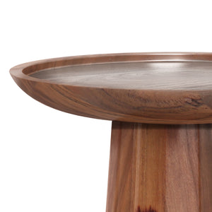 English Elm Dayton Handcrafted Wooden Accent Table with Sculptural Textured Finish — Multipurpose End or Side Table Dark Brown B136P158436