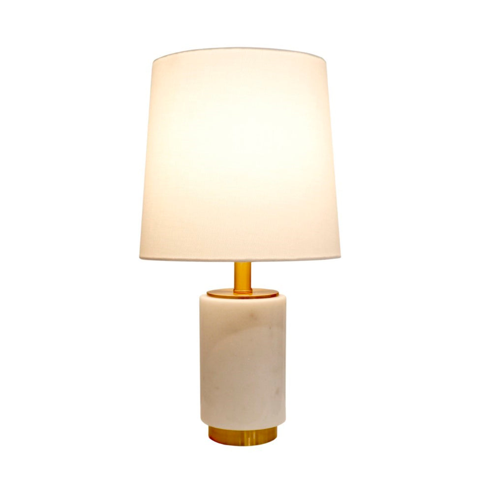 Pasargad Home Leon Marble Table Lamp In White And Gold - Stylish H22" Contemporary Lighting Decor White Marble Pmt-29135
