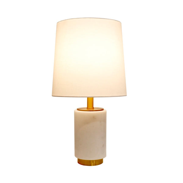 Pasargad Home Leon Marble Table Lamp In White And Gold - Stylish H22" Contemporary Lighting Decor White Marble Pmt-29135