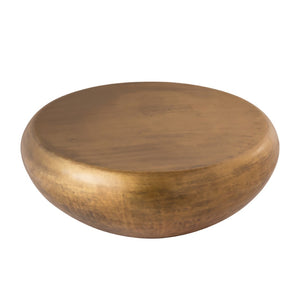 Pasargad Home Helios Modern Brass Drum Shape Coffee Table For Stylish Living Room Decor Brass Iron Prr-033