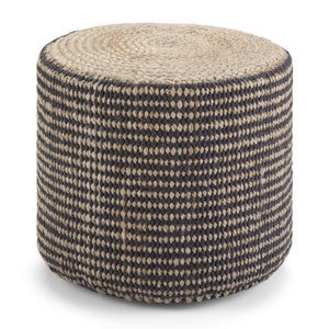English Elm Larissa Round Braided Pouf — Handcrafted Natural Jute Ottoman, Supportive Seat & Versatile Décor Black B136P159332