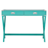 Homelegance By Top-Line Beatrix X-Base Wood Accent Campaign Writing Desk Green MDF