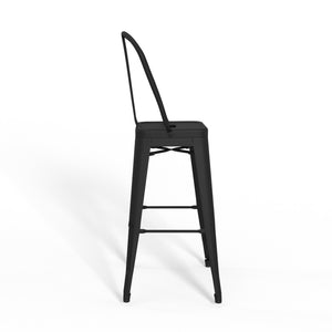 English Elm Fletcher 30" Industrial Metal Bar Stool Set Of 2 - Black Ergonomic Design For Bars & Kitchens B136P158662