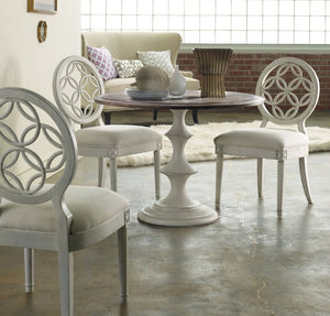 Hooker Furniture Brynlee 42-Inches Table — Convertible French Café Pedestal, Walnut Top & Creamy White Base, Distressed Charm 638-75007