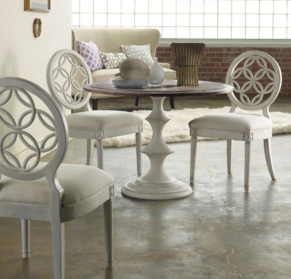 Hooker Furniture Brynlee 42-Inches Table — Convertible French Café Pedestal, Walnut Top & Creamy White Base, Distressed Charm 638-75007