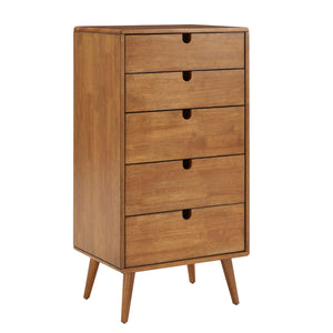 Homelegance By Top-Line Lucien Oak Finish 5-Drawer Chest Oak Rubberwood