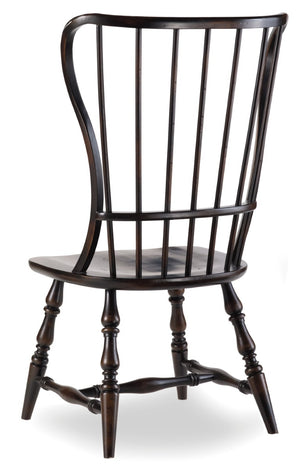 Hooker Furniture Sanctuary Ebony Spindle Side Chair — Hand-Rubbed Hardwood, Distressed Farmhouse Charm, Durable Seating 3005-75310