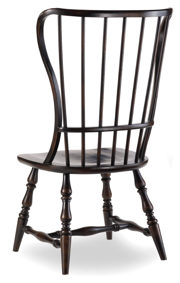 Hooker Furniture Sanctuary Ebony Spindle Side Chair — Hand-Rubbed Hardwood, Distressed Farmhouse Charm, Durable Seating 3005-75310