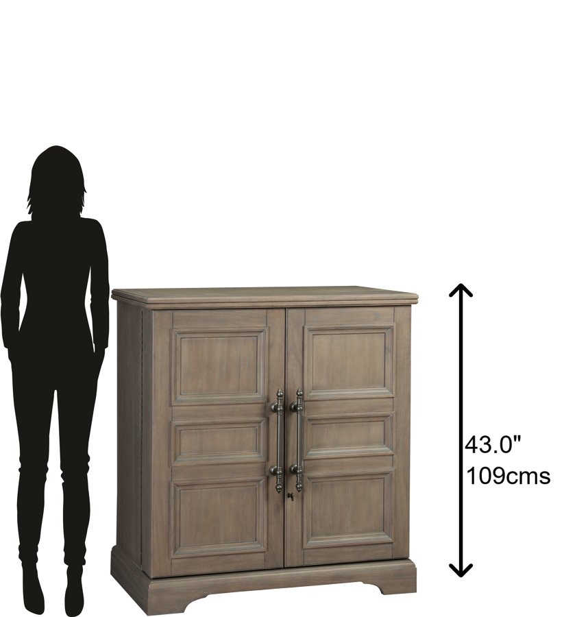 Hekman Furniture 695276 Passport Wine & Bar Console - Aged Taupe, Portable Design, Stylish Storage For Entertaining Aged Grey Passport Wine & Bar Console 695276