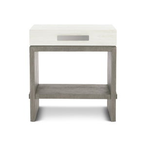 Bernhardt Bernhardt Cerused Acacia Nightstand With Soft-Closing Drawer, Usb Charging And Open Shelf Light Shale 28"W x 20"D x 29.13"H 306217
