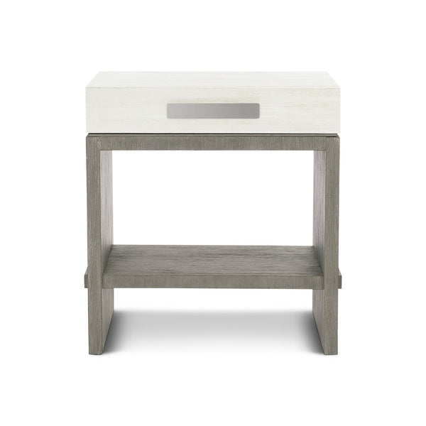 Bernhardt Bernhardt Cerused Acacia Nightstand With Soft-Closing Drawer, Usb Charging And Open Shelf Light Shale 28"W x 20"D x 29.13"H 306217