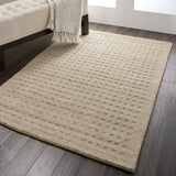 Nourison Perris PERR1 Handmade Woven No Border Indoor Only Contemporary  Rug Taupe, Taupe 100% Wool 99446223579