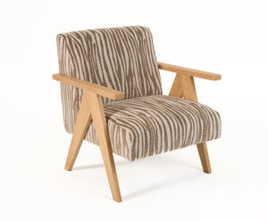 VIG Furniture Modrest Oakhurst - Modern Beige Pattern + Wood Accent Chair VGHM-ST293-BGE