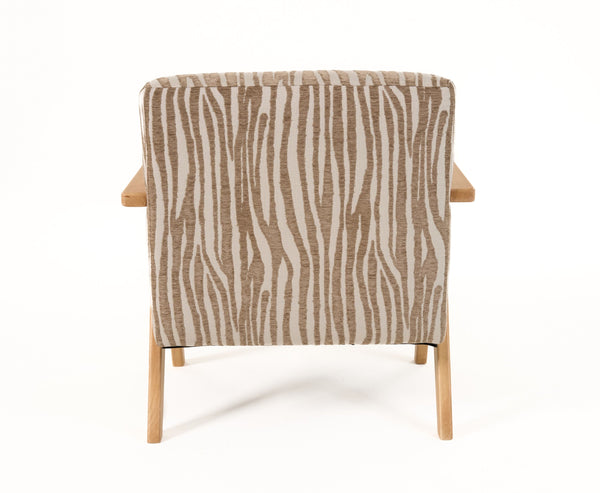 VIG Furniture Modrest Oakhurst - Modern Beige Pattern + Wood Accent Chair VGHM-ST293-BGE