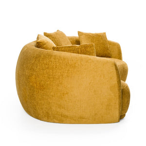 VIG Furniture Oakland Modern Mustard 4-Seat Sofa With Camel Back, Rounded Arms & 4 Pillows — Durable Poplar Frame VGDW-DS1017