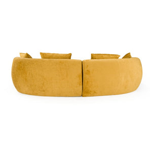VIG Furniture Oakland Modern Mustard 4-Seat Sofa With Camel Back, Rounded Arms & 4 Pillows — Durable Poplar Frame VGDW-DS1017