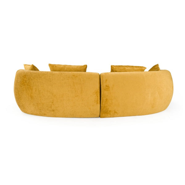 VIG Furniture Oakland Modern Mustard 4-Seat Sofa With Camel Back, Rounded Arms & 4 Pillows — Durable Poplar Frame VGDW-DS1017