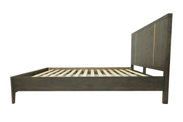 VIG Furniture Oakley Eastern King Dark Brown Mid-Century Bed With Metal-Accent Headboard, Slats Included, 74.5" W VGWDLCY-QB05-USA-OA-BED-EK