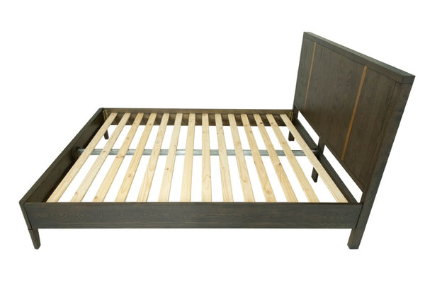 VIG Furniture Oakley Eastern King Dark Brown Mid-Century Bed With Metal-Accent Headboard, Slats Included, 74.5" W VGWDLCY-QB05-USA-OA-BED-EK