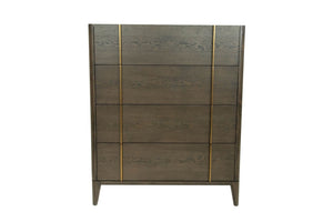 VIG Furniture Oakley Mid-Century Dark Brown Chest With Gold Accents, Soft-Close Drawers & Marble Trim - Stylish Storage VGWDLCY-TB4-OA-CHST