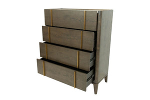 VIG Furniture Oakley Mid-Century Dark Brown Chest With Gold Accents, Soft-Close Drawers & Marble Trim - Stylish Storage VGWDLCY-TB4-OA-CHST