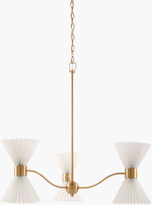 Surya Oran Arts and Crafts Iron Chandelier with Linen Shades for Dining or Entryway OAN-001