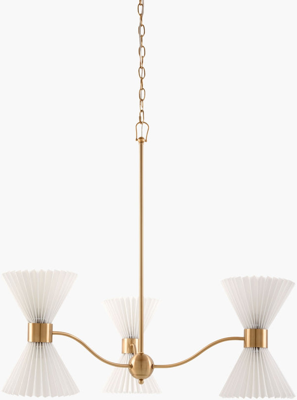 Surya Oran Arts and Crafts Iron Chandelier with Linen Shades for Dining or Entryway OAN-001