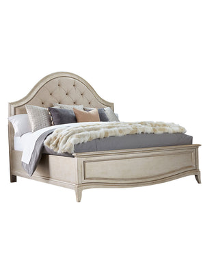 A.R.T. Furniture Starlite Glamour Bed With Elegant Gold Accents And Spacious Footboard Drawers For Stylish Storage Silver, Silver Parawood Solids,Primavera Veneer,Foam,Fabric 406145-2227