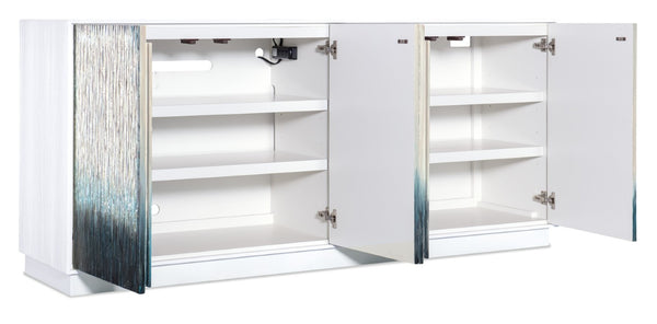 Hooker Furniture Melange Ombre Mediterranean Entertainment Credenza With Touch-Latch Doors, Built-In Outlet, Fits 75" Tv 628-55064-02