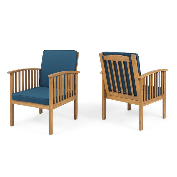 English Elm Casa Acacia Slatted Outdoor Club Chairs Set of 2 with Gray Finish Coastal Patio Seating 63513.00DT