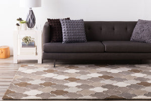 Livabliss Oasis Hand-tufted Wool Blend Area Rug Cottage Style for Large Living Dining Rooms Charcoal, Taupe 8' x 8' OAS1088-8RD