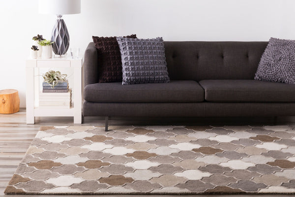 Livabliss Oasis Hand-tufted Wool Blend Area Rug Cottage Style for Large Living Dining Rooms Charcoal, Taupe 8' x 8' OAS1088-8RD