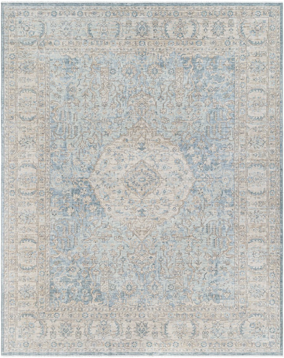 Once Upon a Time OAT-2300 9'10" x 12'6" Machine Woven Rug OAT2300-910126  Light Gray, Tan, Pale Blue, Gray, Denim, Medium Gray Surya
