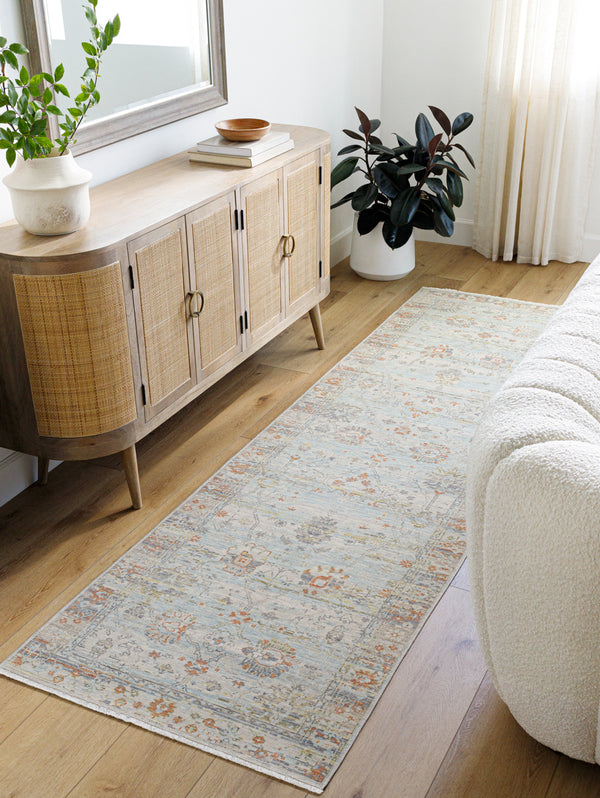 Once Upon a Time OAT-2301 9'10" x 12'6" Machine Woven Rug OAT2301-910126  Light Gray, Pale Blue, Gray, Tan, Light Olive, Dusty Coral Surya