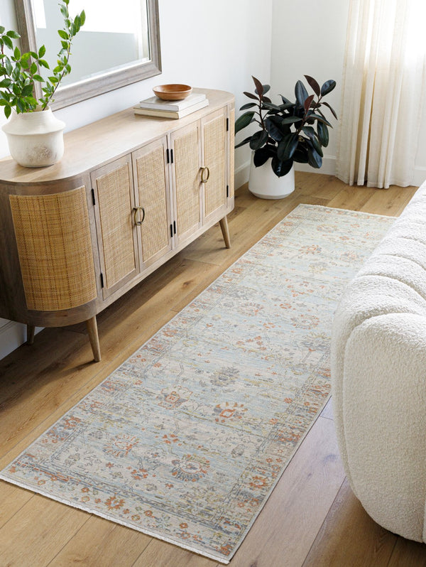 Surya Once Upon A Time Oat-2300 Handmade Wool Area Rug - Enchanting Low Pile Design With Fringe Detail Light Gray Wool Oat2301-23