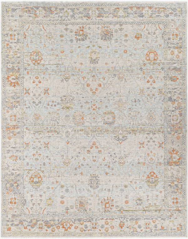 Surya Once Upon A Time Oat-2300 Handmade Wool Area Rug - Enchanting Low Pile Design With Fringe Detail Light Gray Wool Oat2301-23
