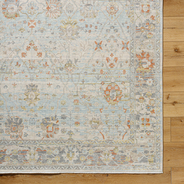 Once Upon a Time OAT-2301 9'10" x 12'6" Machine Woven Rug OAT2301-910126  Light Gray, Pale Blue, Gray, Tan, Light Olive, Dusty Coral Surya
