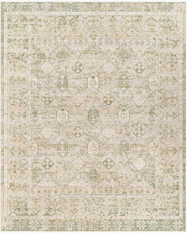 Surya Once Upon A Time Oat-2300 Handmade Wool Area Rug - Enchanting Low Pile Design With Fringe Detail Olive Wool Oat2302-23