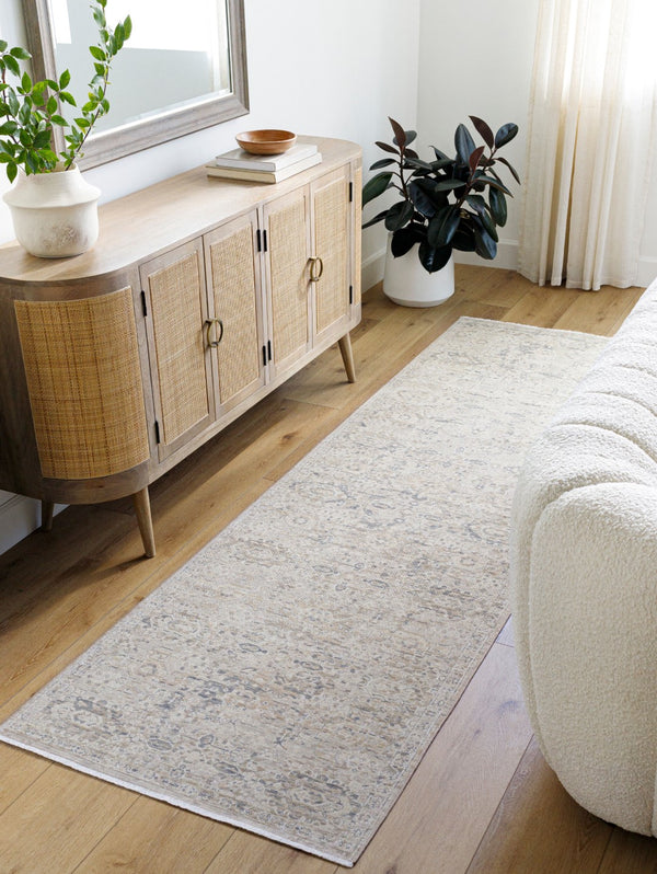 Surya Once Upon A Time Oat-2300 Handmade Wool Area Rug - Enchanting Low Pile Design With Fringe Detail Light Gray Wool Oat2304-23