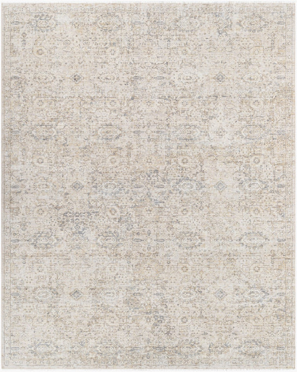 Surya Once Upon A Time Oat-2300 Handmade Wool Area Rug - Enchanting Low Pile Design With Fringe Detail Light Gray Wool Oat2304-23