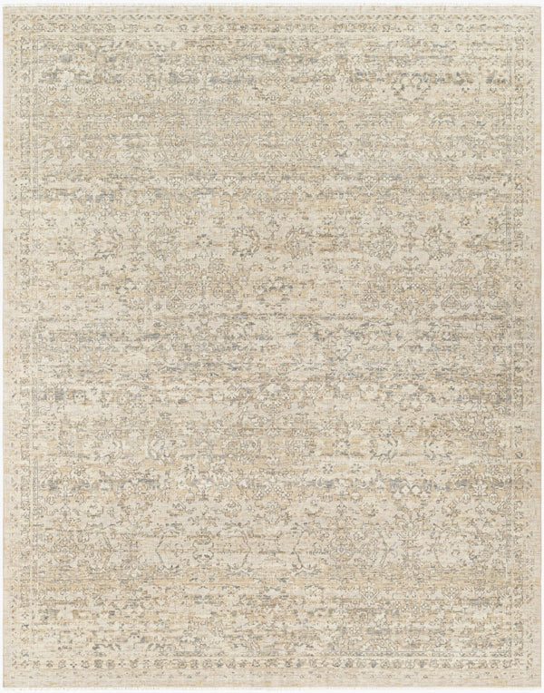 Surya Once Upon A Time Oat-2300 Handmade Wool Area Rug - Enchanting Low Pile Design With Fringe Detail Light Gray Wool Oat2306-23