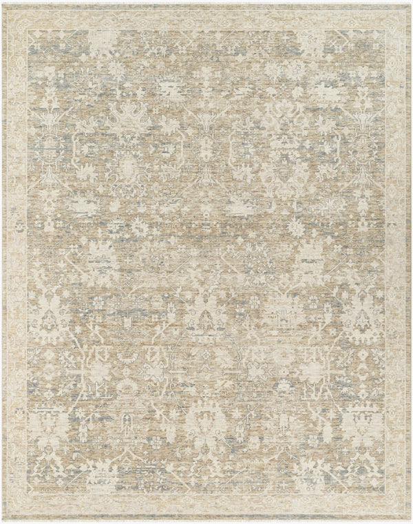 Surya Once Upon A Time Oat-2300 Handmade Wool Area Rug - Enchanting Low Pile Design With Fringe Detail Light Brown Wool Oat2308-23
