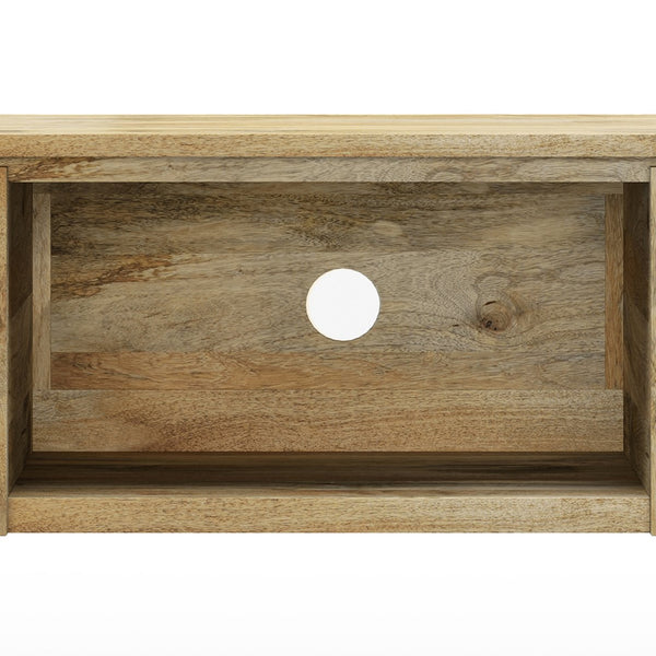 English Elm Lowry - Handcrafted 72" Tv Media Stand In Natural Wood With Metal Legs & Ample Storage Solutions B136P158887