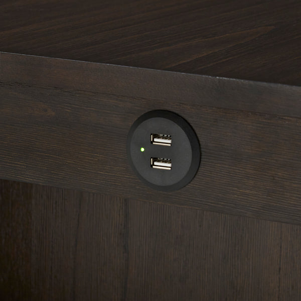 Homelegance By Top-Line Chevalier Wood Counter Height Dining Table with Charging Station Brown MDF