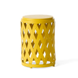 Christopher Knight Home® - Noble House - Selen Outdoor 12 Inch Diameter Matte Yellow Iron Side Table