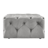 Homelegance By Top-Line Pietro Rectangular Tufted Ottoman with Casters Grey Velvet