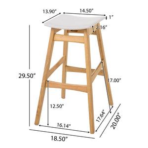 English Elm Christopher Knight Home® - Bar Stool Set Of 2 - Elegant Mid-Century Modern Design With Light Beige Upholstery & Oak Finish 58922.00LBE